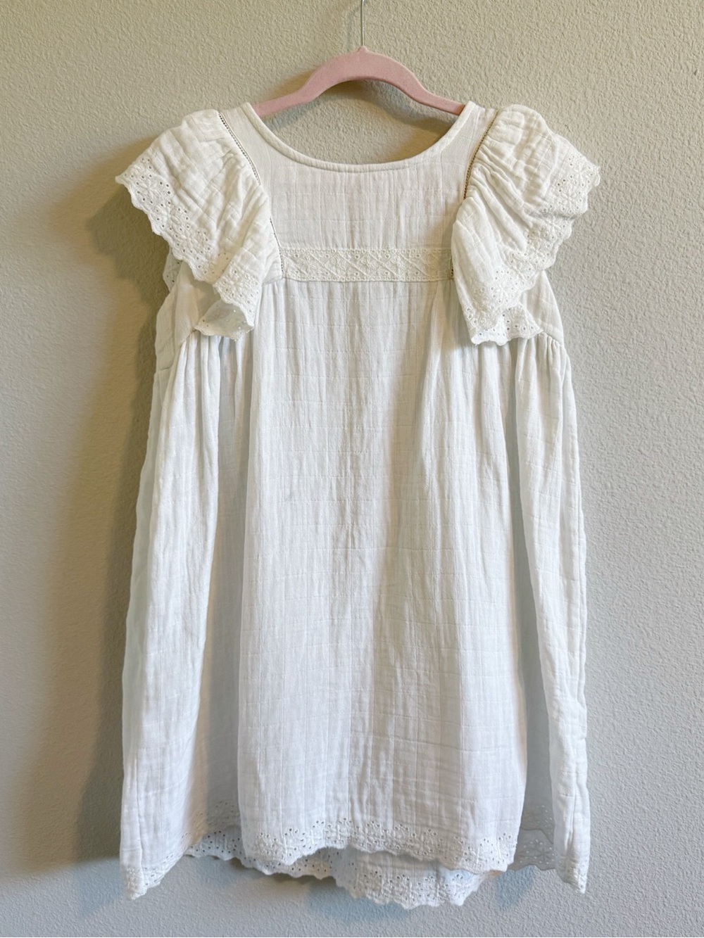 Jamie Kay White Flutter Sleeve Dress | Size 7Y